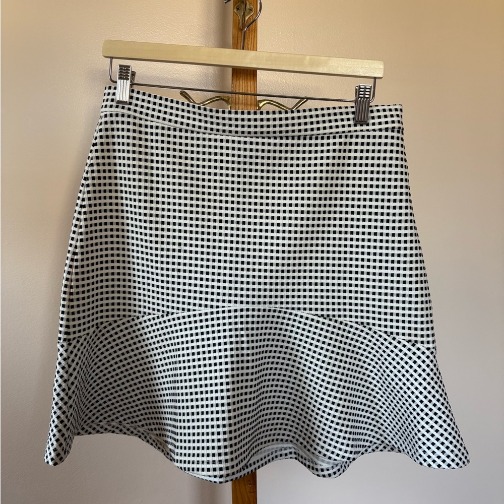 Banana Republic Black and White Checkered Fit & Flare Skirt